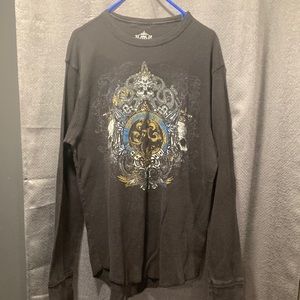 Route 66 men graphic skulls thermal long sleeve shirt black size L